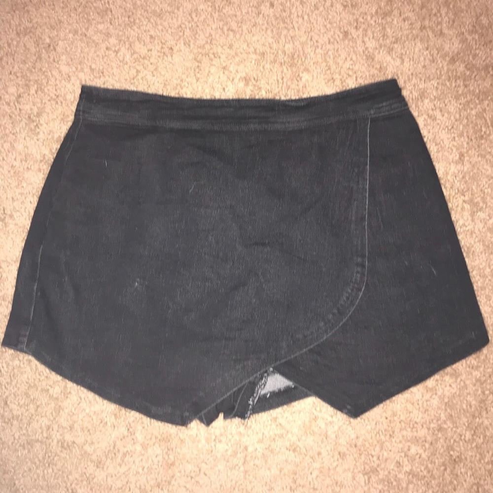 Black denim skort